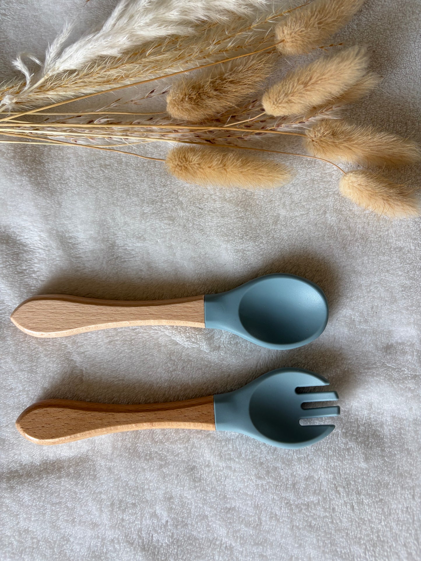 Couvert bébé en silicone – Fourchette & Cuillère