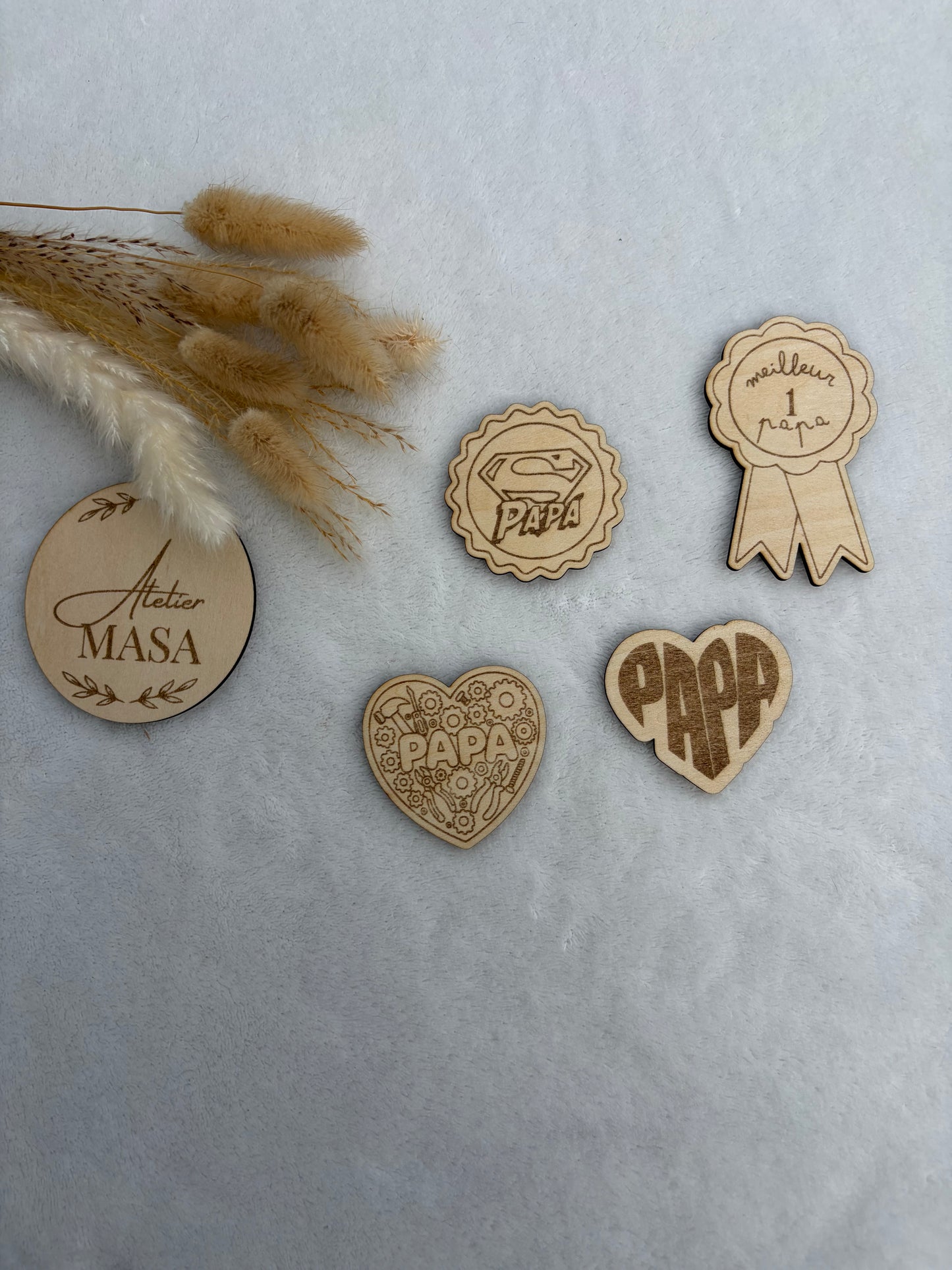Magnet bois gravé papa - Cadeau fête des pères