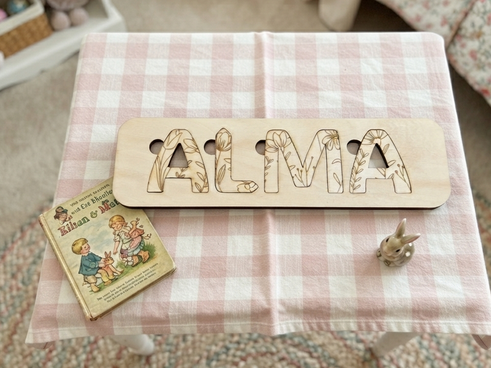 Puzzle Prénom en Bois Personnalisé - Cadeau Naissance Enfant