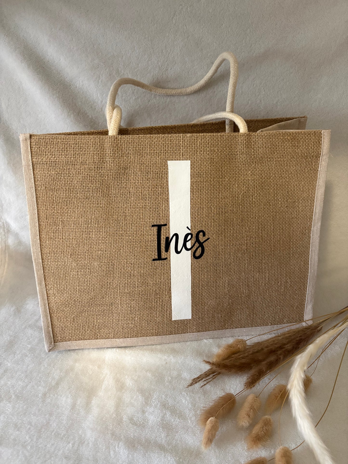 Sac en toile de jute - Initiale + Prénom