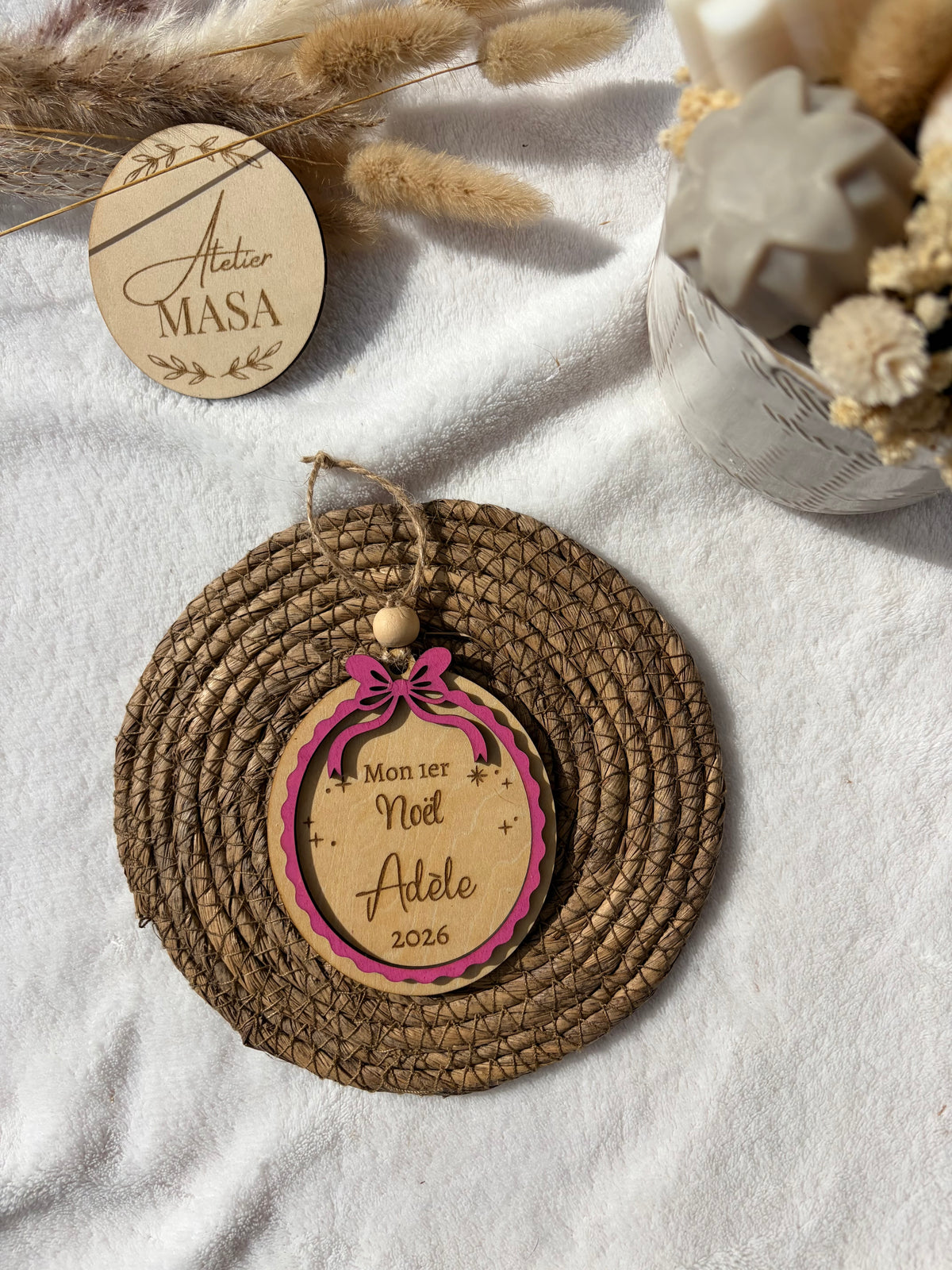 Boule Mon premier Noël bois personnalisée - Cadeau naissance