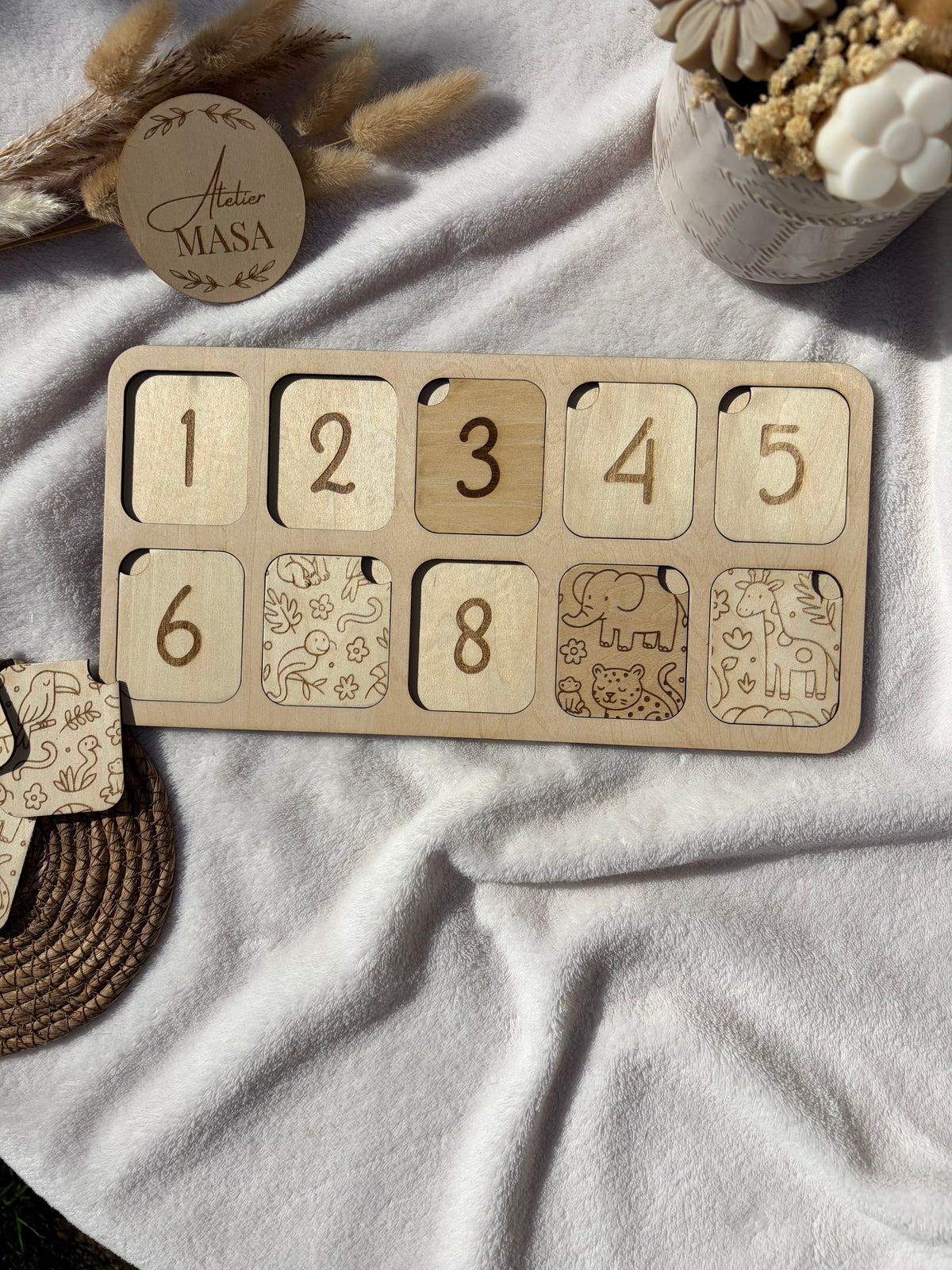Puzzle Chiffres en Bois - Apprentissage Nombres et Dénombrement