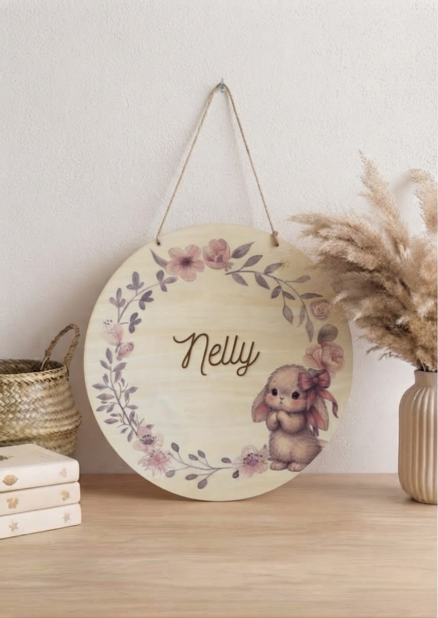 Plaque prénom en bois personnalisée – 25 cm