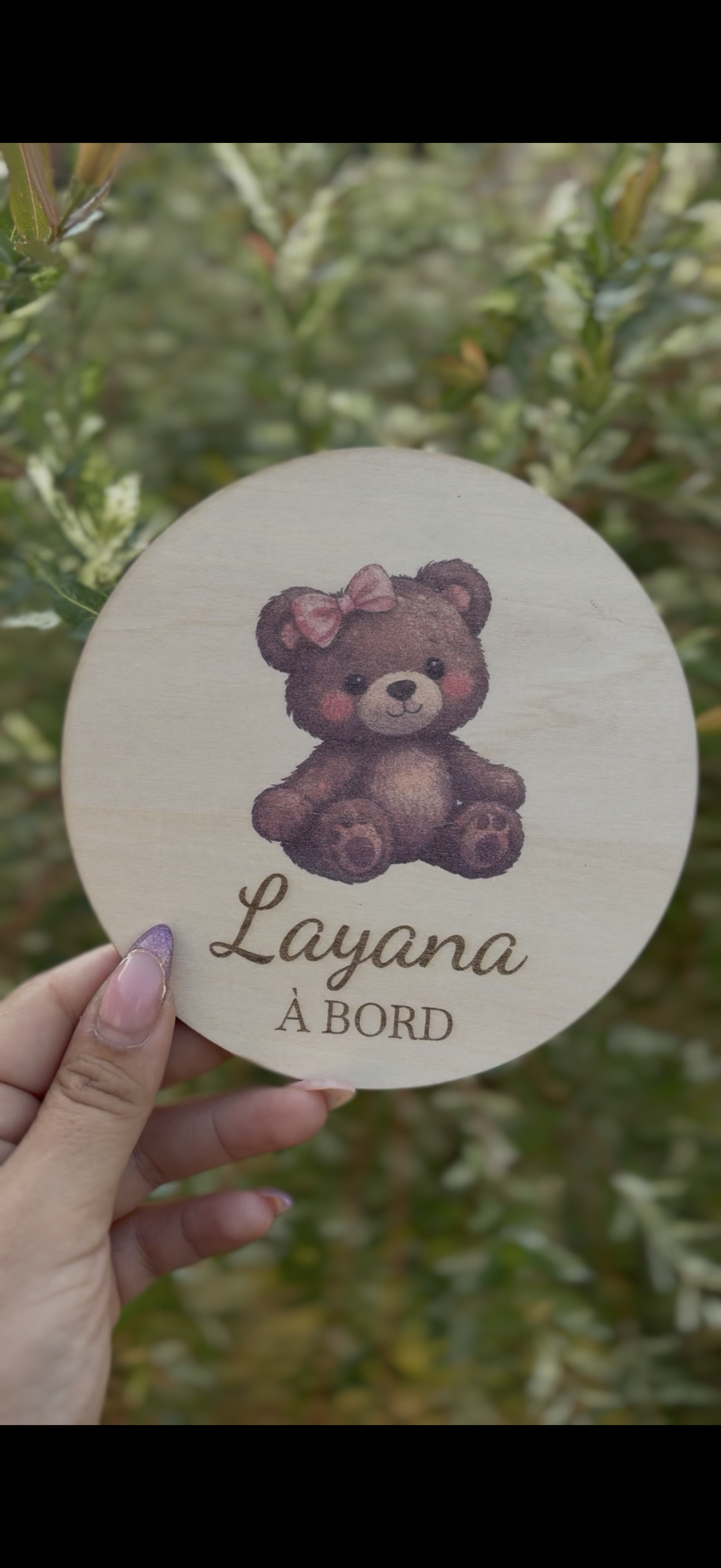 Panneau bébé à bord bois personnalisé - Signe voiture enfant