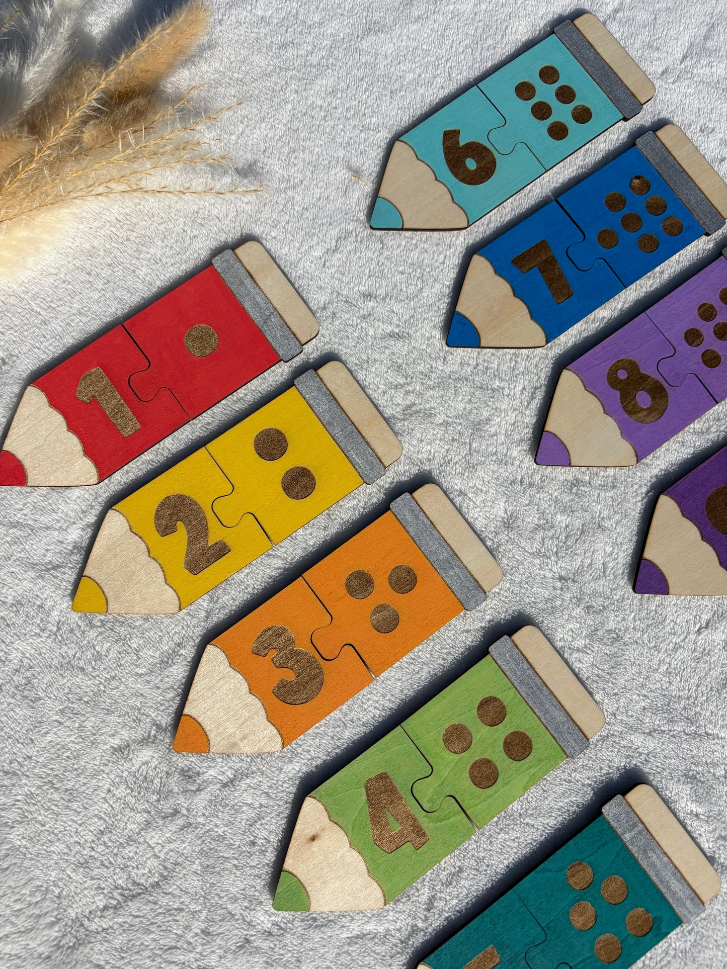 Puzzle chiffres bois enfant coloré - Jeu éducatif fait main