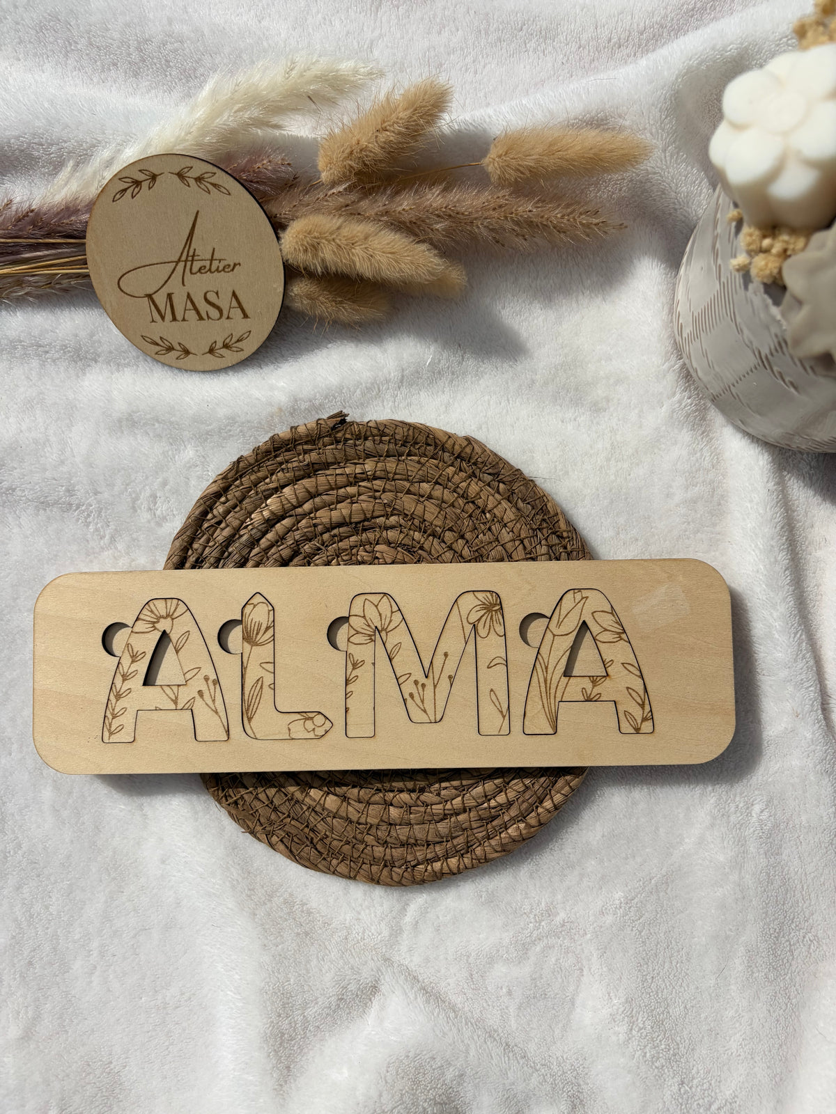 Puzzle Prénom en Bois Personnalisé - Cadeau Naissance Enfant
