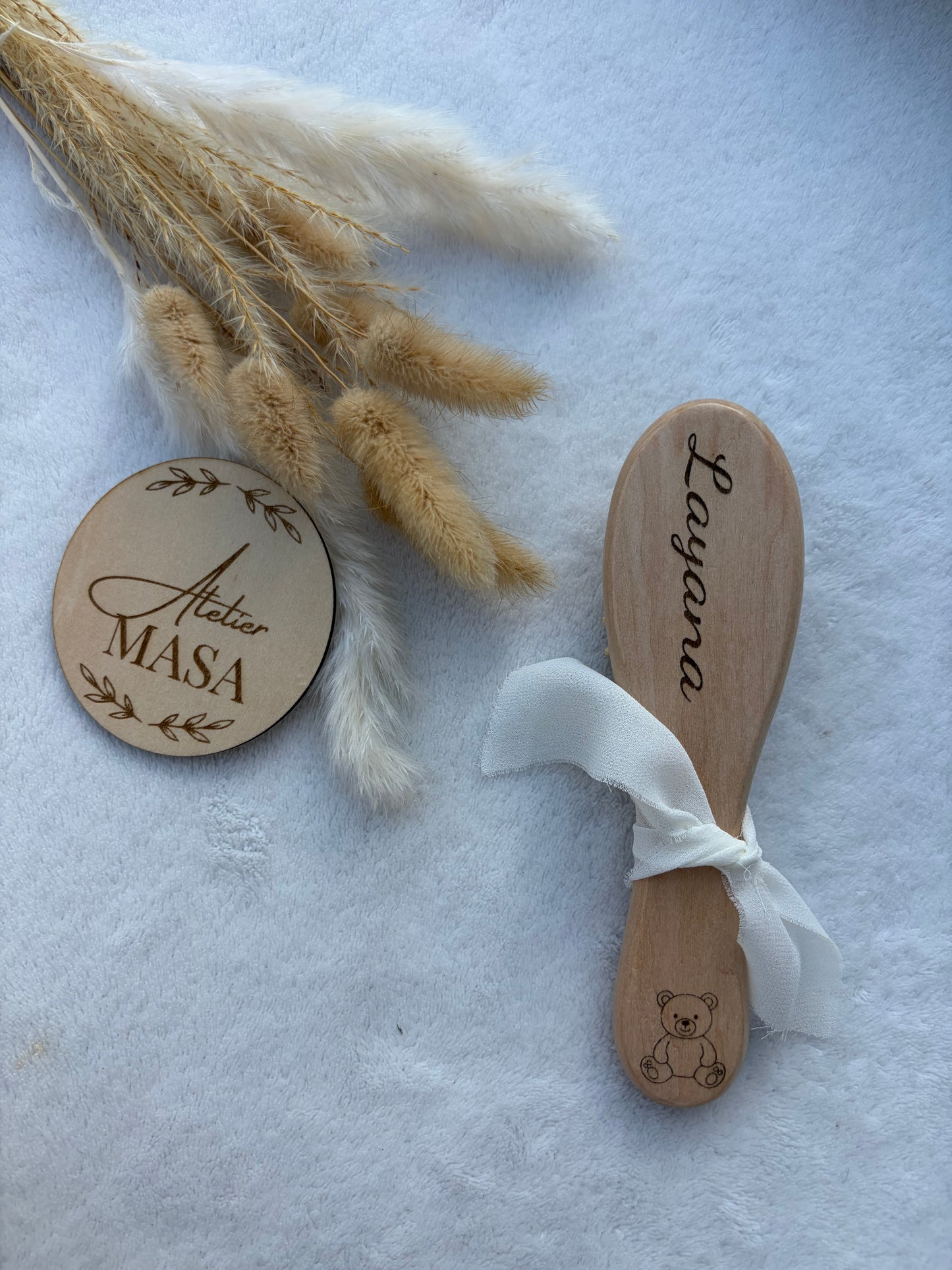 Brosse bébé personnalisée en bois de hêtre