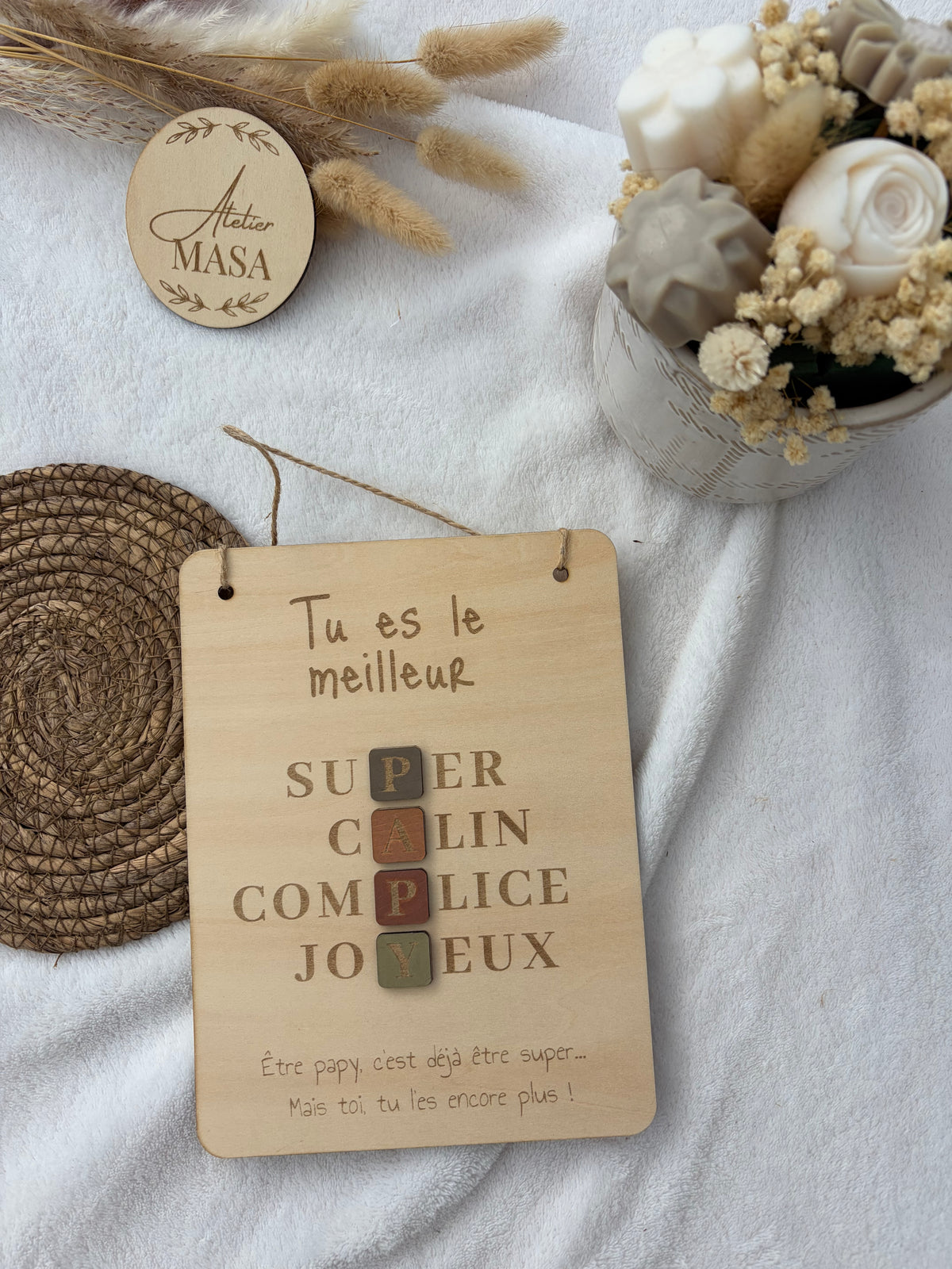 Plaque Papi personnalisée en bois – Le meilleur