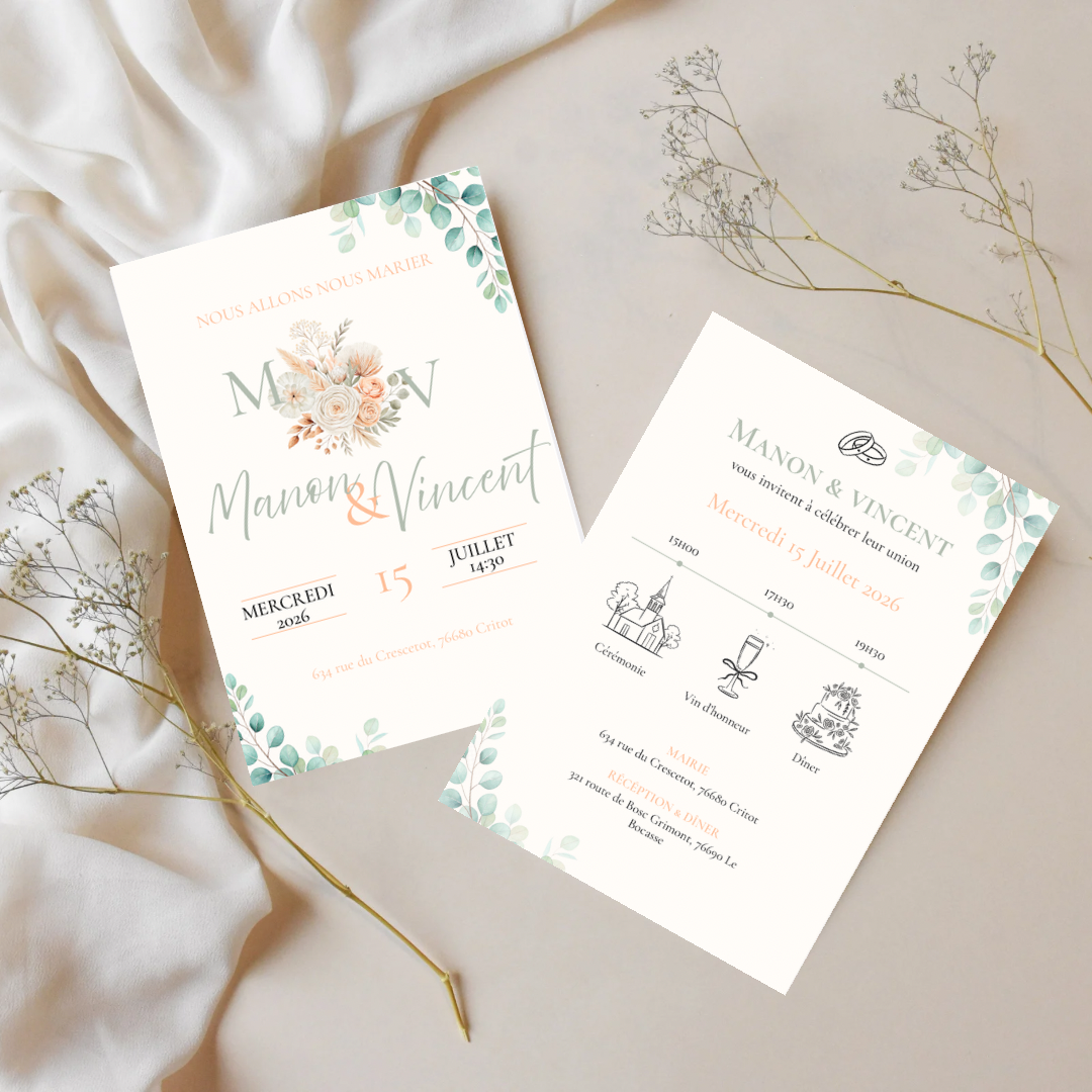 Faire-part de mariage - fleuri