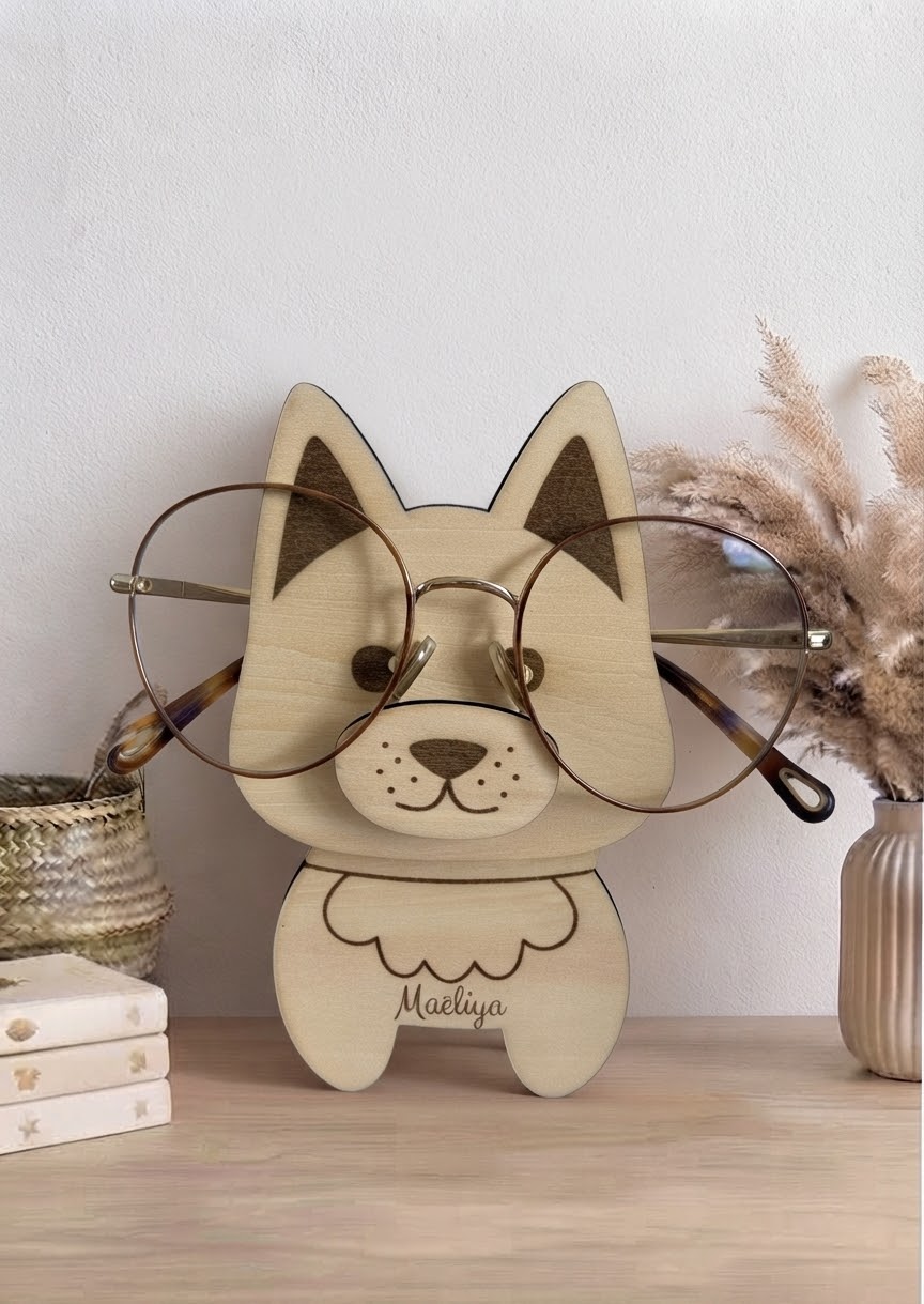 Repose-lunettes bois animal personnalisé - Cadeau original