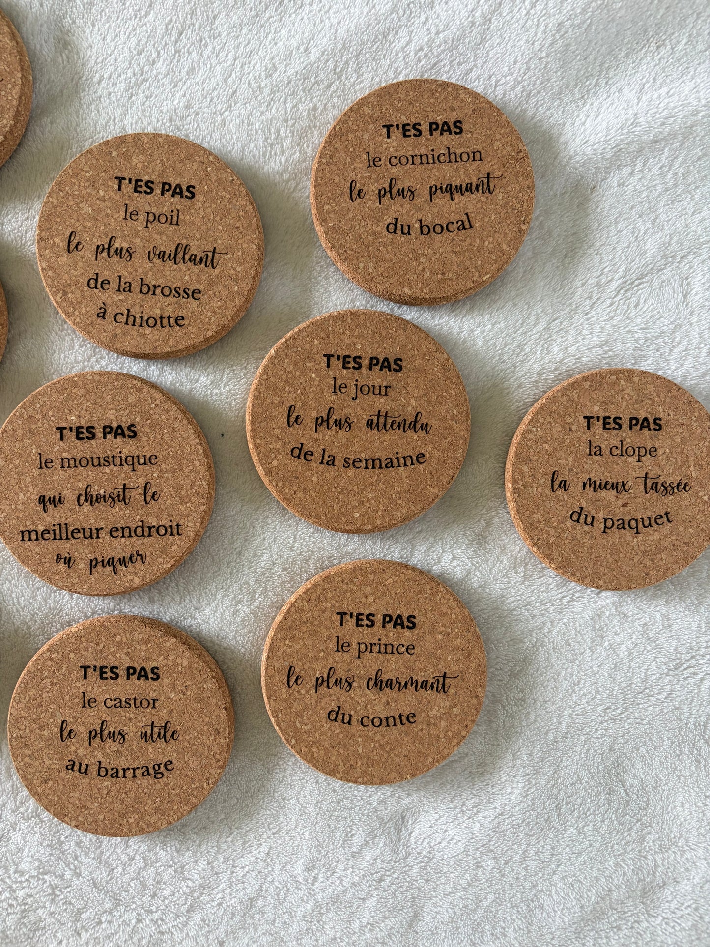 Sous-verre liège gravé personnalisé - Cadeau humour apéro