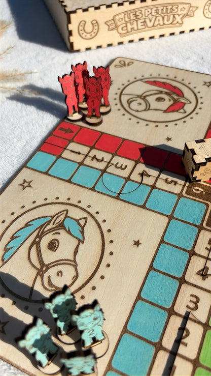 Jeu des petits chevaux en bois de tilleul