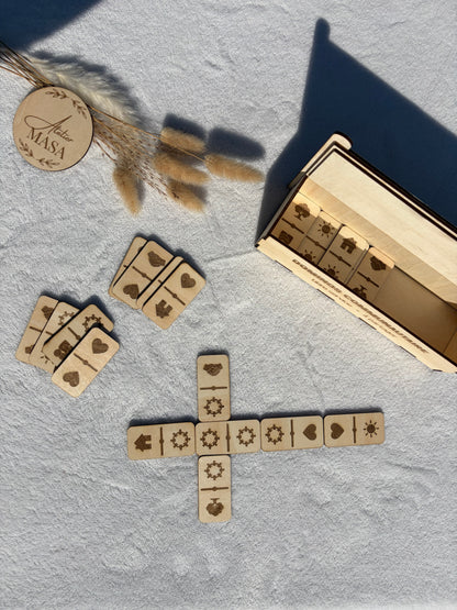 Dominos en bois avec bancs de rangement - Jeu éducatif