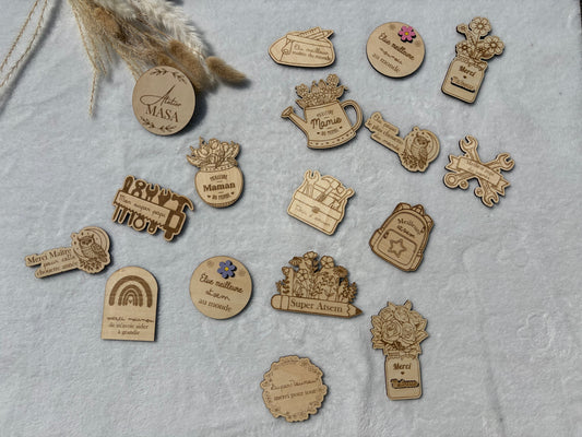 Magnet personnalisé en bois gravé - Cadeau unique