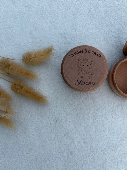 Boîte à dent de lait bois gravée personnalisée – Prénom enfant