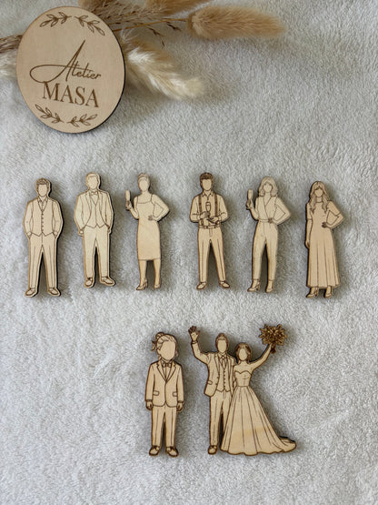 Silhouettes bois personnalisées mariage - Activité invités