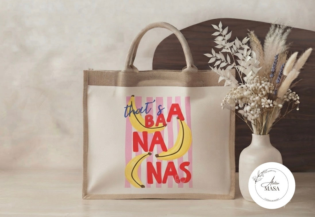 Sac cabas en toile de jute imprimé – Grand format 21 L