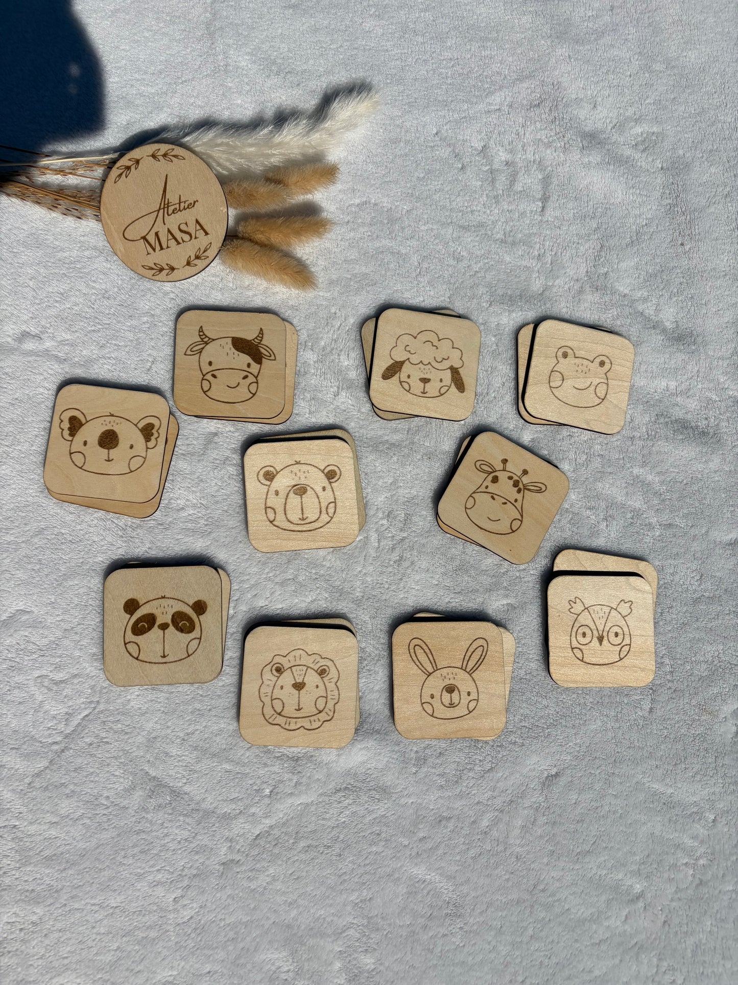Jeu de memory bois personnalisé enfant - Cadeau naissance
