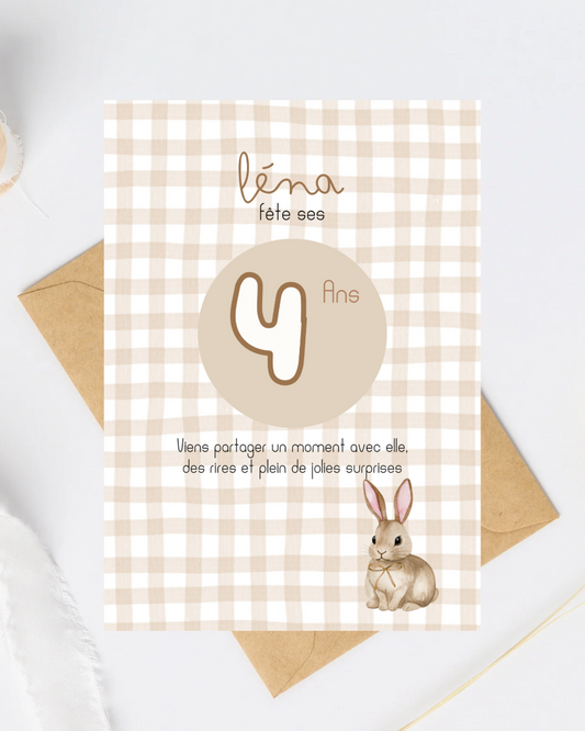 Invitation anniversaire - Lapin