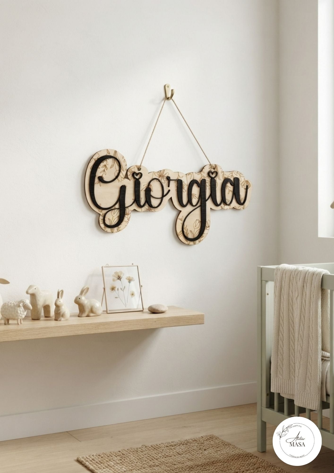 Prénom de porte bois personnalisé - Décoration chambre enfant