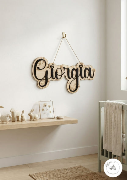 Prénom de porte bois personnalisé - Décoration chambre enfant