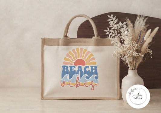 Sac cabas en toile de jute imprimé – Grand format 21 L