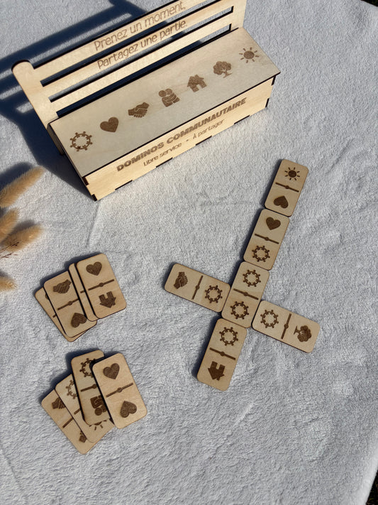 Dominos en bois avec bancs de rangement - Jeu éducatif