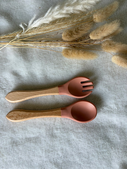 Couvert bébé en silicone – Fourchette & Cuillère