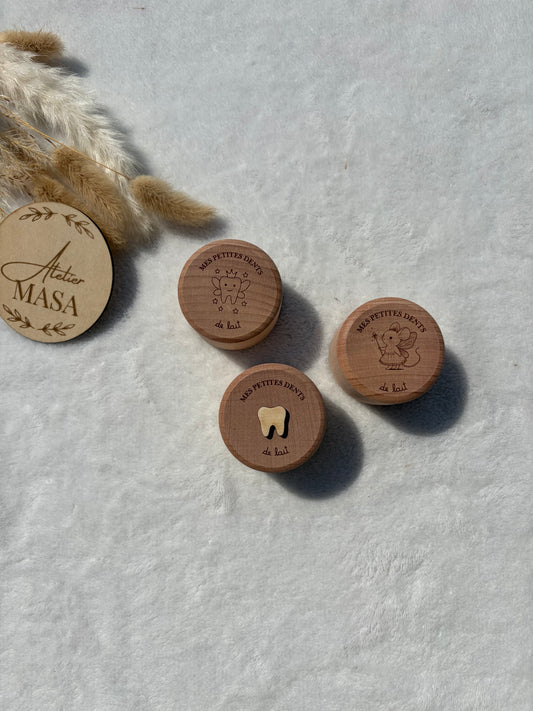 Boîte à dent de lait bois gravée personnalisée – Prénom enfant