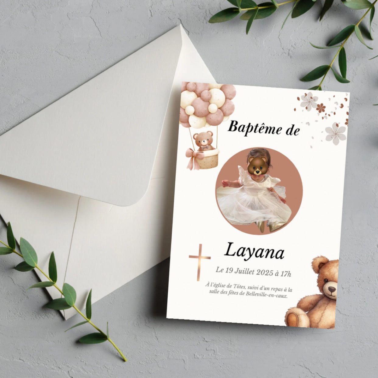 Faire-part de baptême  - Ourson
