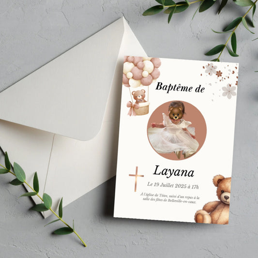 Faire-part de baptême  - Ourson