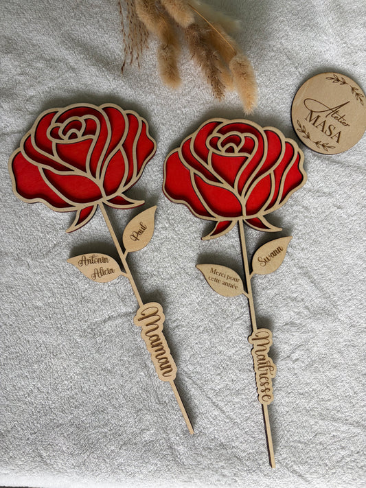 Rose en bois peinte personnalisée