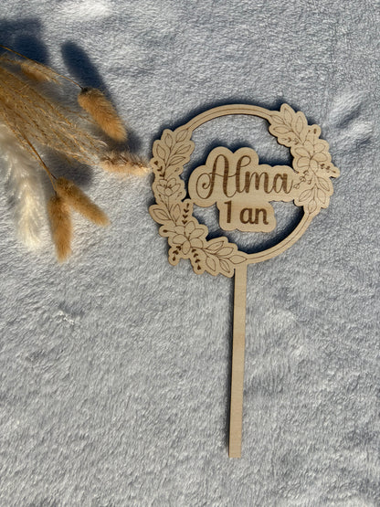 Cake topper en bois personnalisé