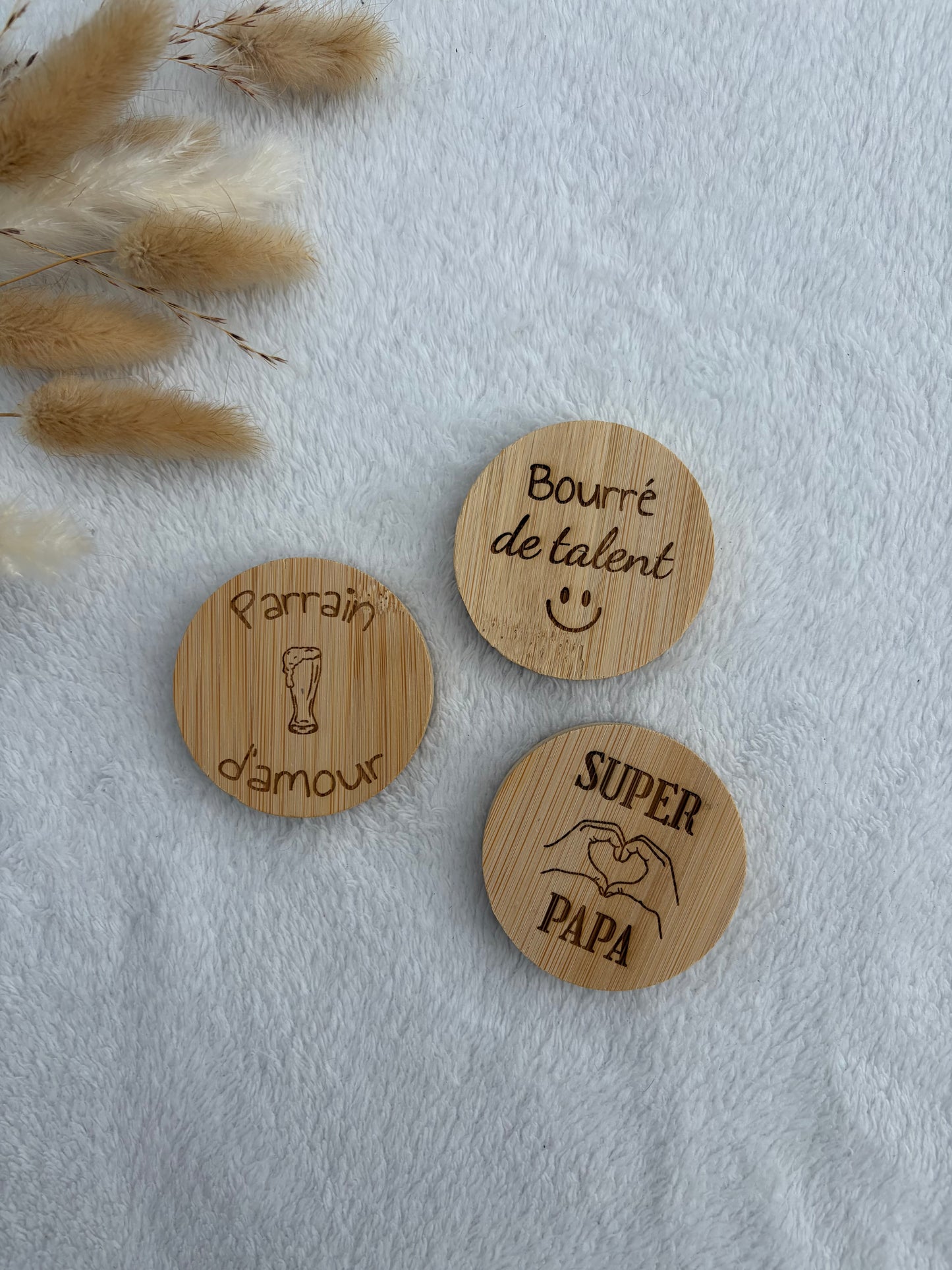 Décapsuleur bambou gravé personnalisé – Cadeau papa homme humour fête des pères