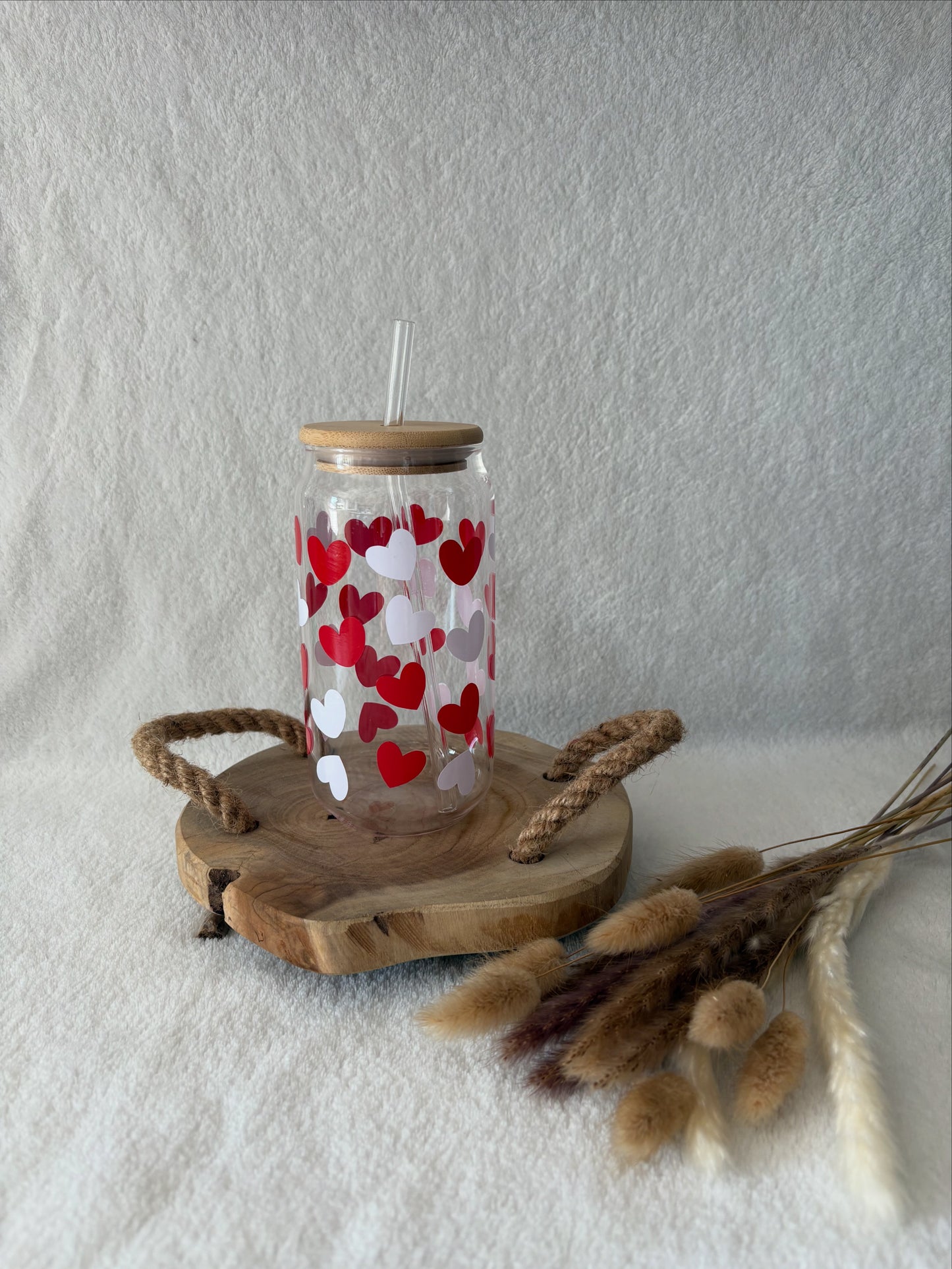 Gourde en verre + paille - Cœur