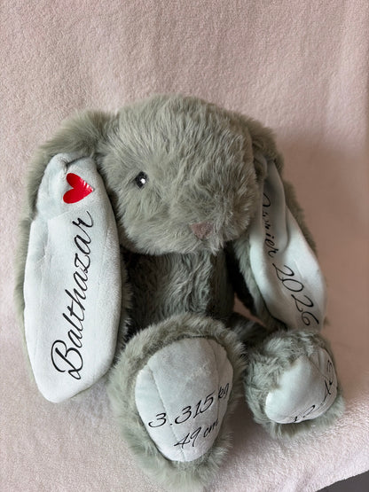 Lapin en peluche personnalisé – Souvenir de naissance