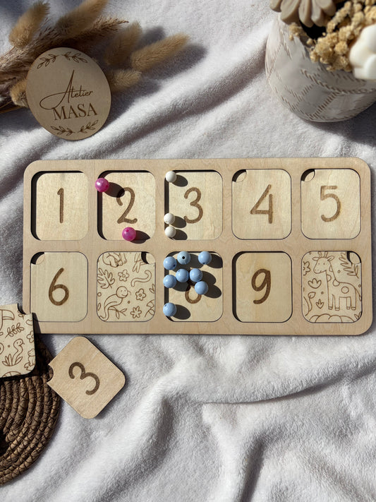 Puzzle Chiffres en Bois - Apprentissage Nombres et Dénombrement