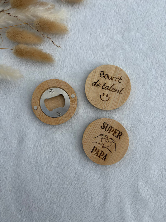 Décapsuleur bambou gravé personnalisé – Cadeau papa homme humour fête des pères