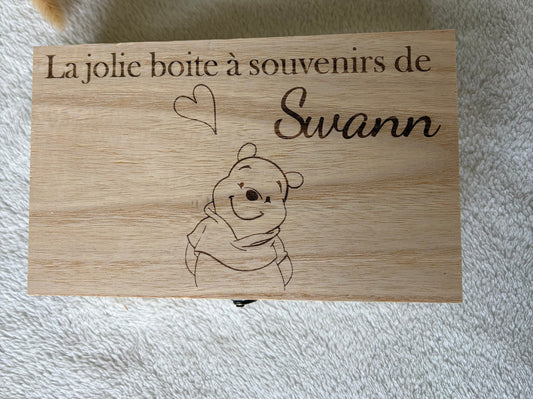 Boîte à souvenirs bois gravée personnalisée