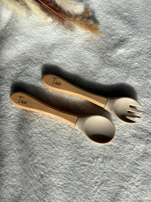 Couvert bébé en silicone – Fourchette & Cuillère