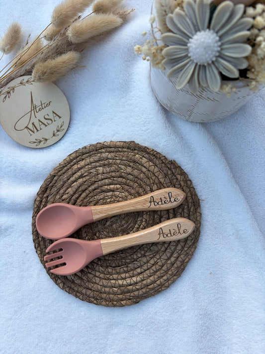 Couvert bébé en silicone – Fourchette & Cuillère