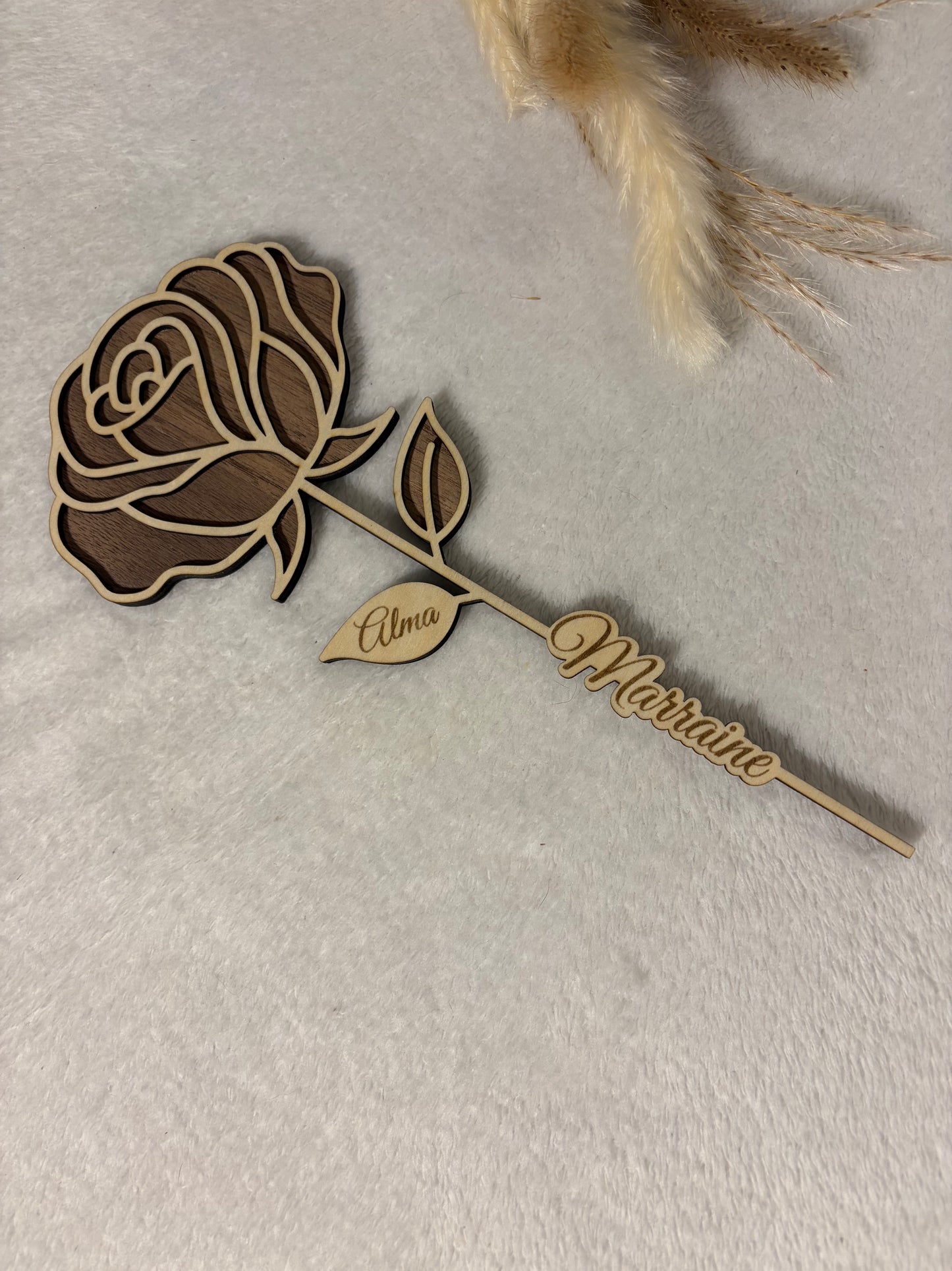 Rose en bois peinte personnalisée