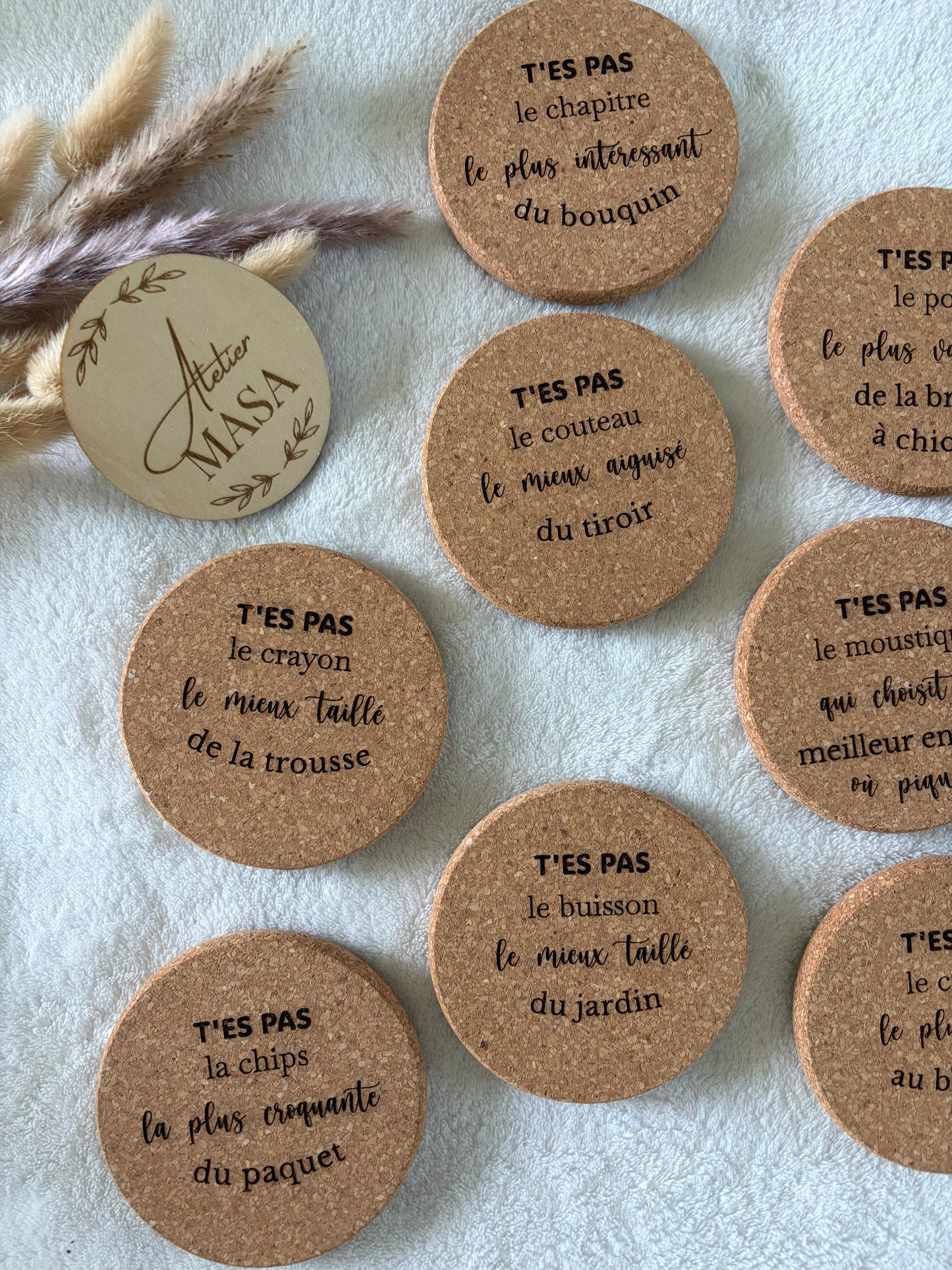 Sous-verre liège gravé personnalisé - Cadeau humour apéro