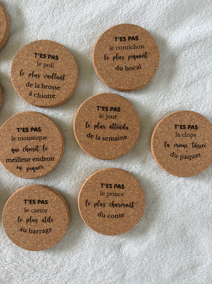 Sous-verre liège gravé personnalisé - Cadeau humour apéro