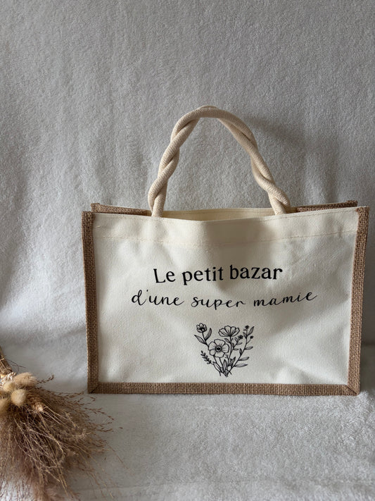 Sac en toile de jute - Le petit bazar de mamie